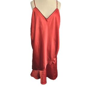Lulu By Intime Of California Vtg Red Satin Chemise Slip Nightgown Size XXL USA